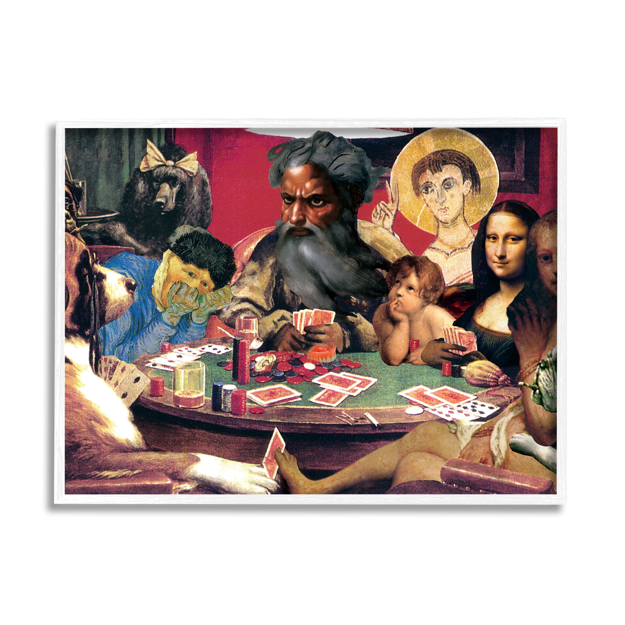 Stupell Industries Funny Classics Collage Novelty Painting White Framed Art Print Wall Art, 14 x 11