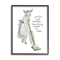 Stupell Industries Funny Cleaning Cow Phrase Animals & Insects Painting Black Framed Art Print Wall Art, 11 x 14