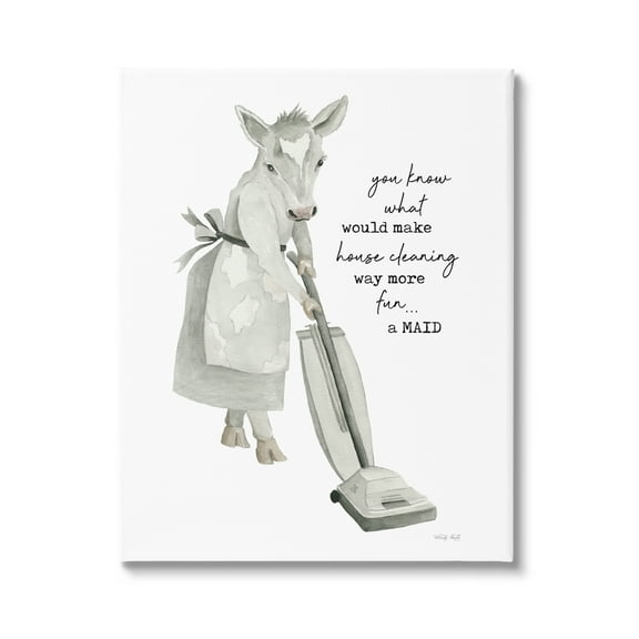 Stupell Industries Funny Cleaning Cow Phrase Animals & Insects Painting Gallery Wrapped Canvas Print Wall Art, 16 x 20