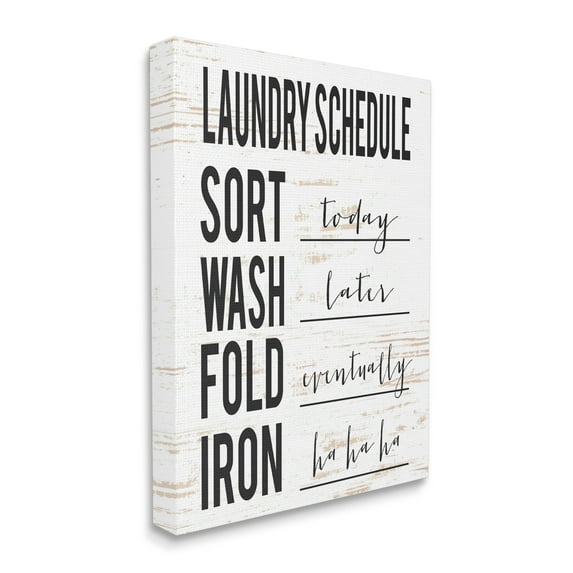 Stupell Industries Funny Cleaning Schedule Rustic Family Laundry Room Humor Painting Gallery Wrapped Canvas Print Wall Art, 36 x 48