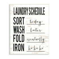 Stupell Industries Funny Cleaning Schedule Rustic Family Laundry Room Humor Painting Unframed Art Print Wall Art, 10 x 15