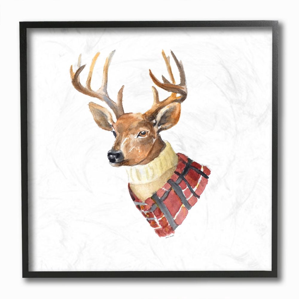 Stupell Industries Funny Coat Fashion Deer Animal Watercolor Painting Framed Giclee Texturized Art by Lanie Loreth