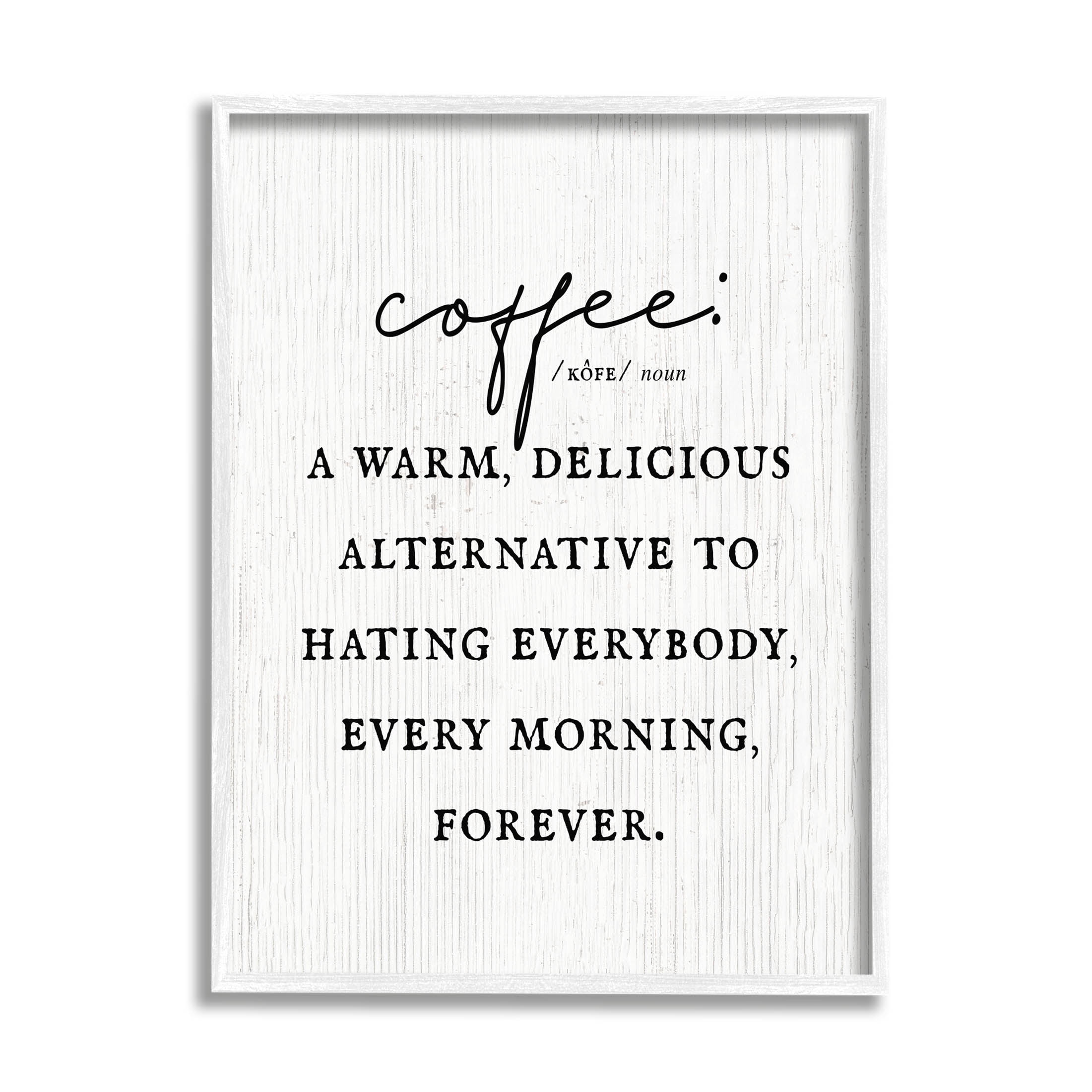 Stupell Industries Funny Coffee Morning Phrase Graphic Art White Framed Art Print Wall Art, Design by Lil' Rue