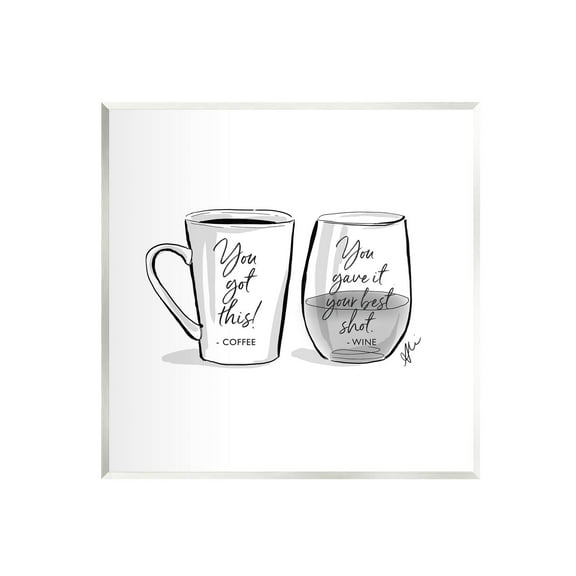 Stupell Industries Funny Coffee & Wine Phrase Graphic Art Unframed Art Print Wall Art, Design by Alison Petrie