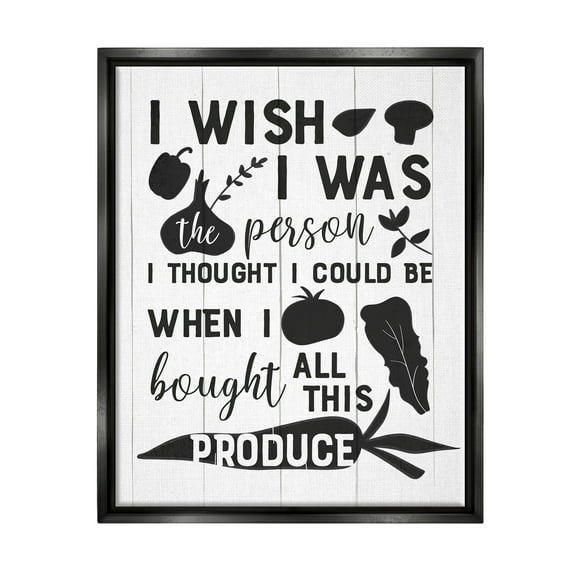 Stupell Industries Funny Cooking Produce Food & Beverage Painting Black Floater Framed Canvas Art Print Wall Art, 17 x 21