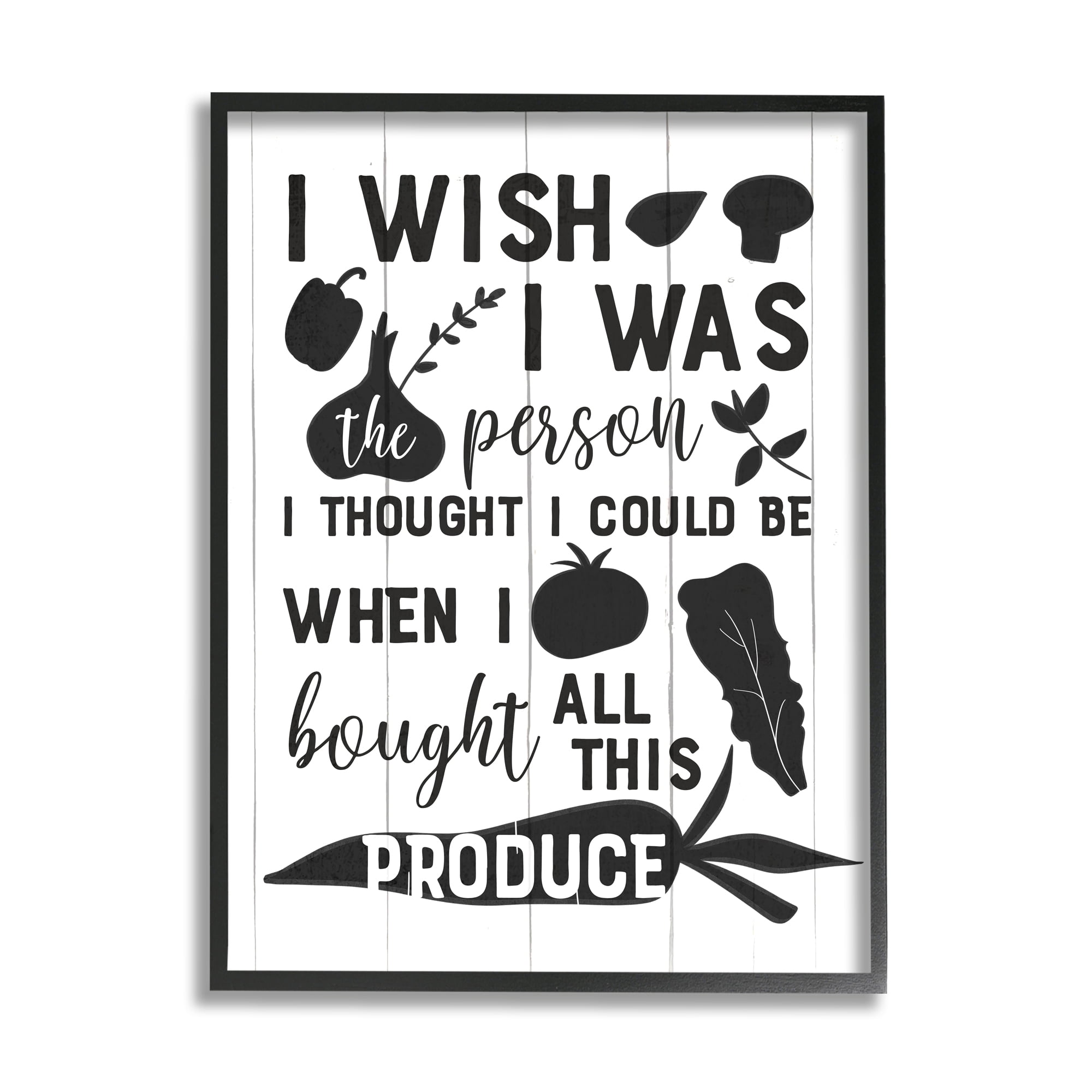 Stupell Industries Funny Cooking Produce Food & Beverage Painting Black Framed Art Print Wall Art, 16 x 20