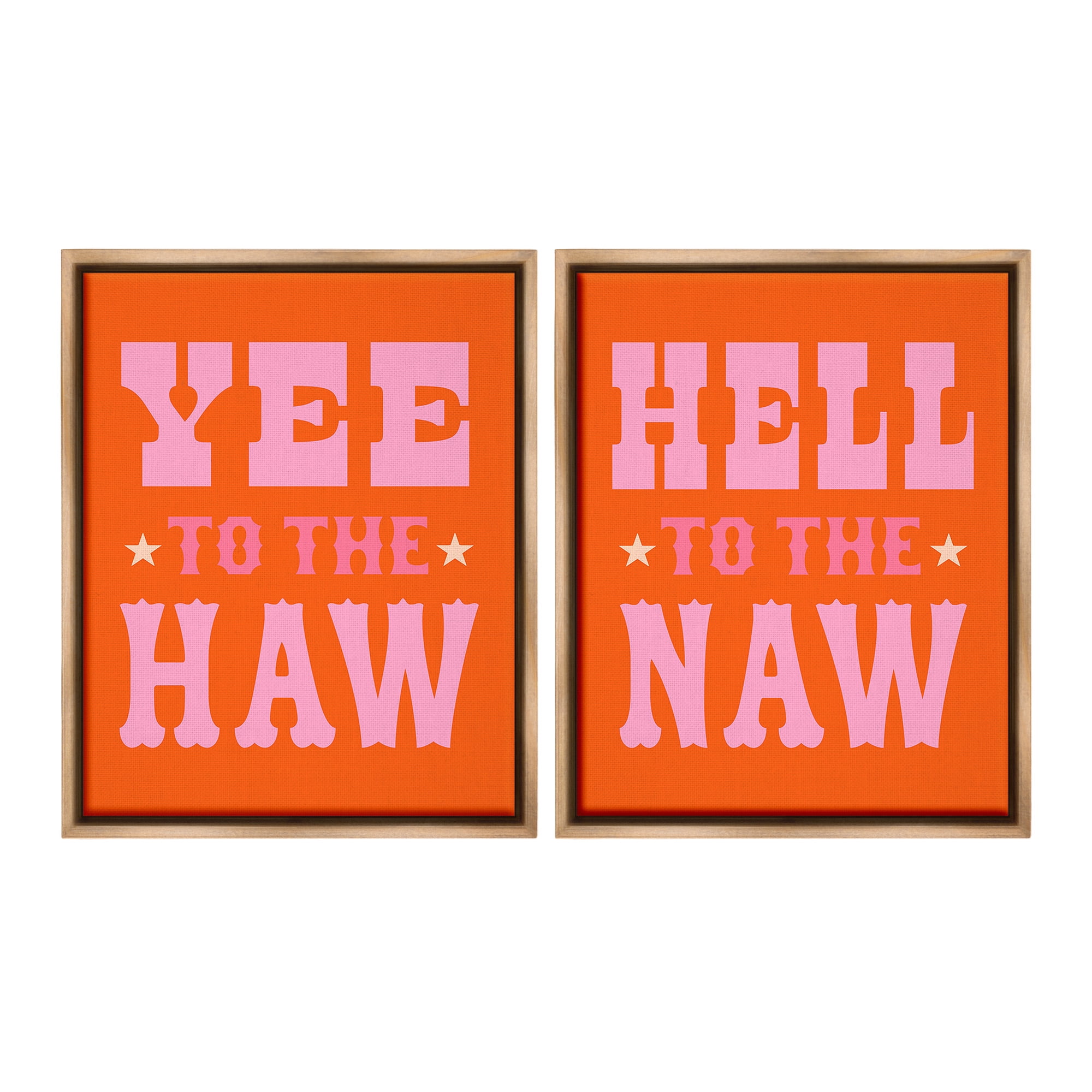 Stupell Industries Funny Cowgirl Phrases Typography Painting Brown Floater Framed Canvas Art Print Wall Art, 25 x 31, Set of 2