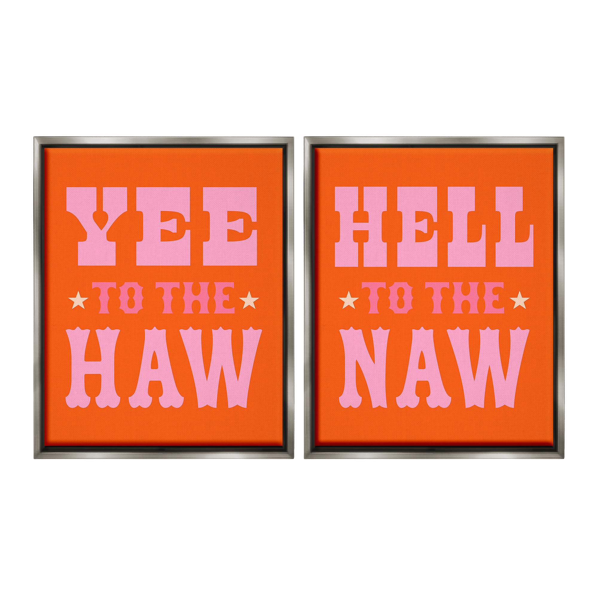 Stupell Industries Funny Cowgirl Phrases Typography Painting Gray Floater Framed Canvas Art Print Wall Art, 25 x 31, Set of 2