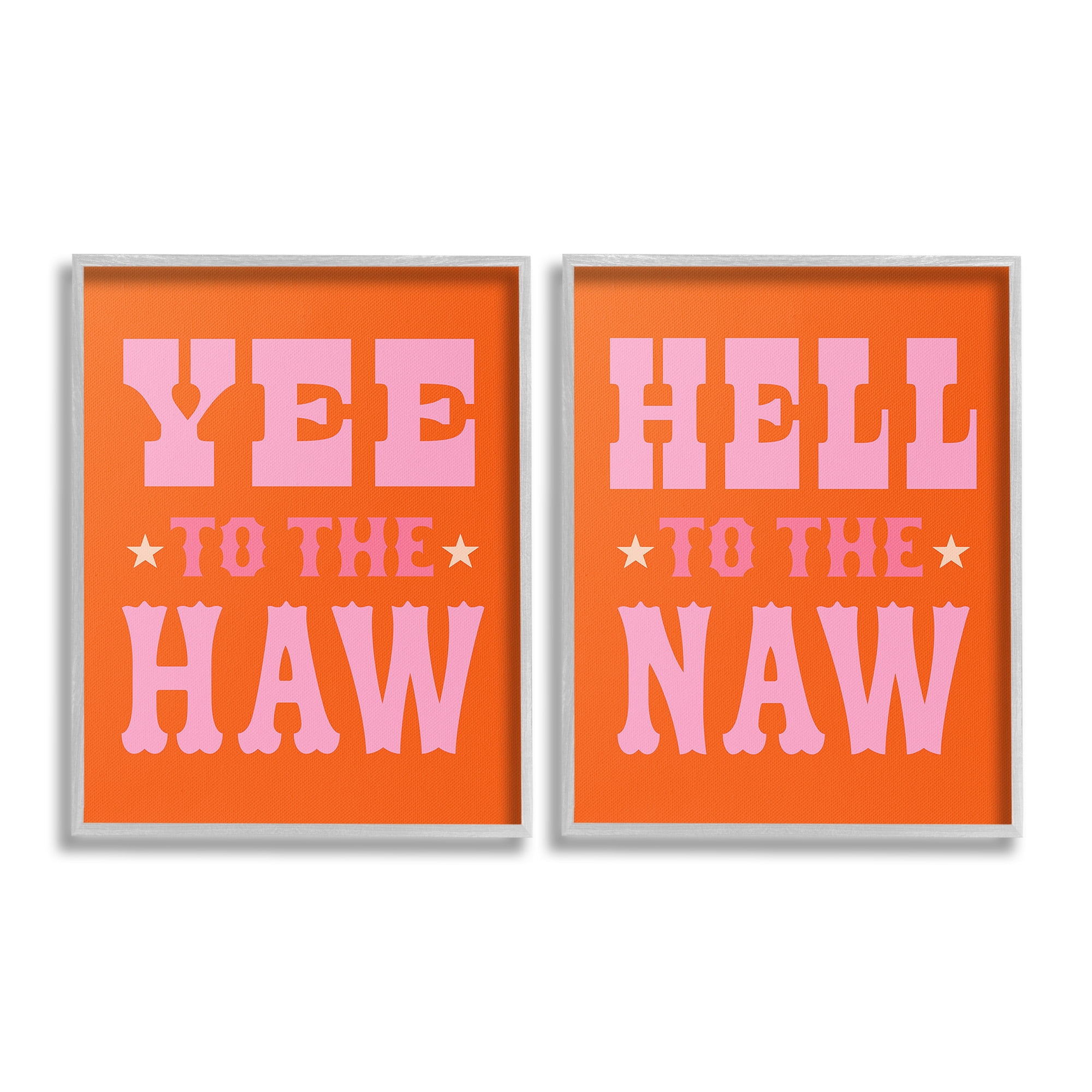 Stupell Industries Funny Cowgirl Phrases Typography Painting Gray Framed Art Print Wall Art, 24 x 30, Set of 2