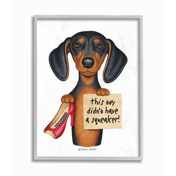 Stupell Industries Funny Dachshund Chewed Shoe Joke Family Pet Humor Designed by Danny Gordan