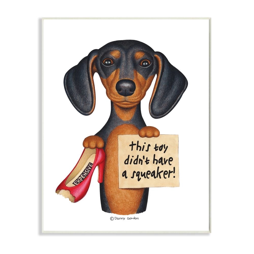 Stupell Industries Funny Dachshund Chewed Shoe Joke Family Pet Humor Designed by Danny Gordan