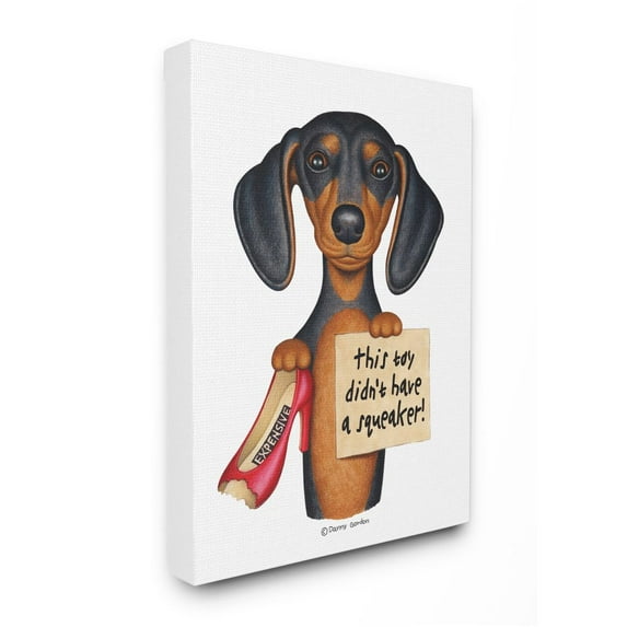 Stupell Industries Funny Dachshund Chewed Shoe Joke Family Pet Humor Designed by Danny Gordan
