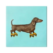 Stupell Industries Funny Dachshund On Roller Skates Animals & Insects Painting Gallery Wrapped Canvas Print Wall Art