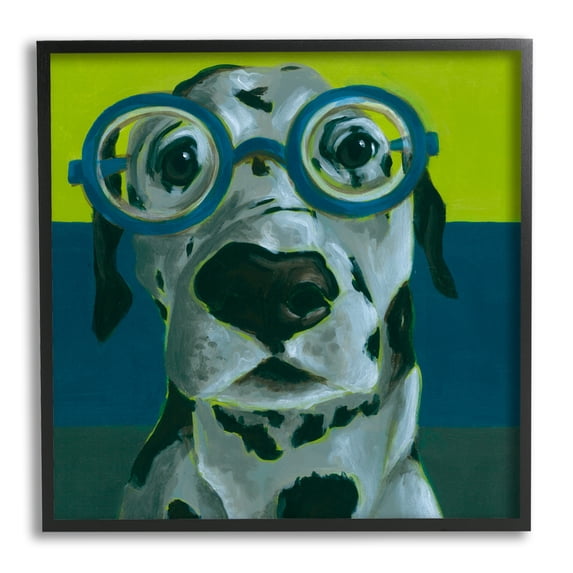 Stupell Industries Funny Dalmatian Dog Eyeglasses Animals & Insects Painting Black Framed Art Print Wall Art