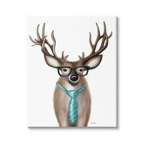 Stupell Industries Funny Deer Necktie & Glasses Portrait Graphic Art Gallery Wrapped Canvas Print Wall Art, Design by Elizabeth Tyndall