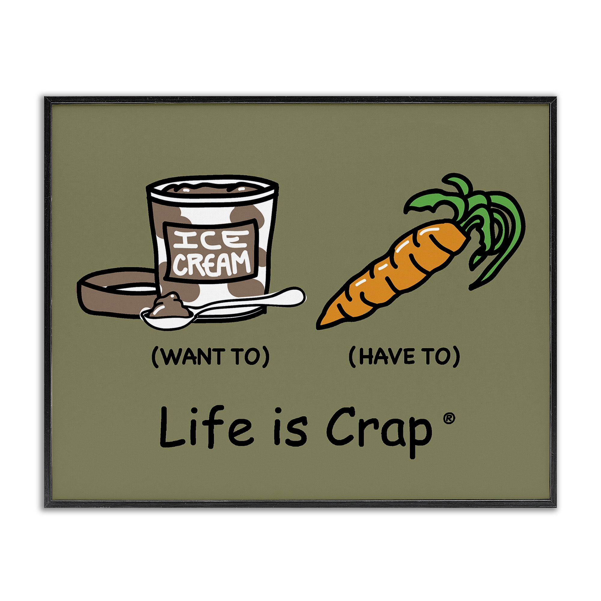 Stupell Industries Funny Diet Comparison Novelty & Humor Painting Black Framed Art Print Wall Art, 30 x 24