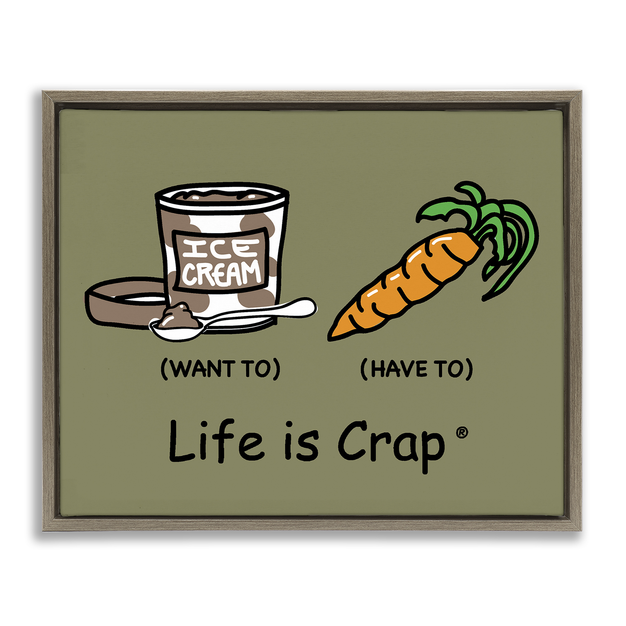 Stupell Industries Funny Diet Comparison Novelty & Humor Painting Brown Floater Framed Canvas Art Print Wall Art, 31 x 25