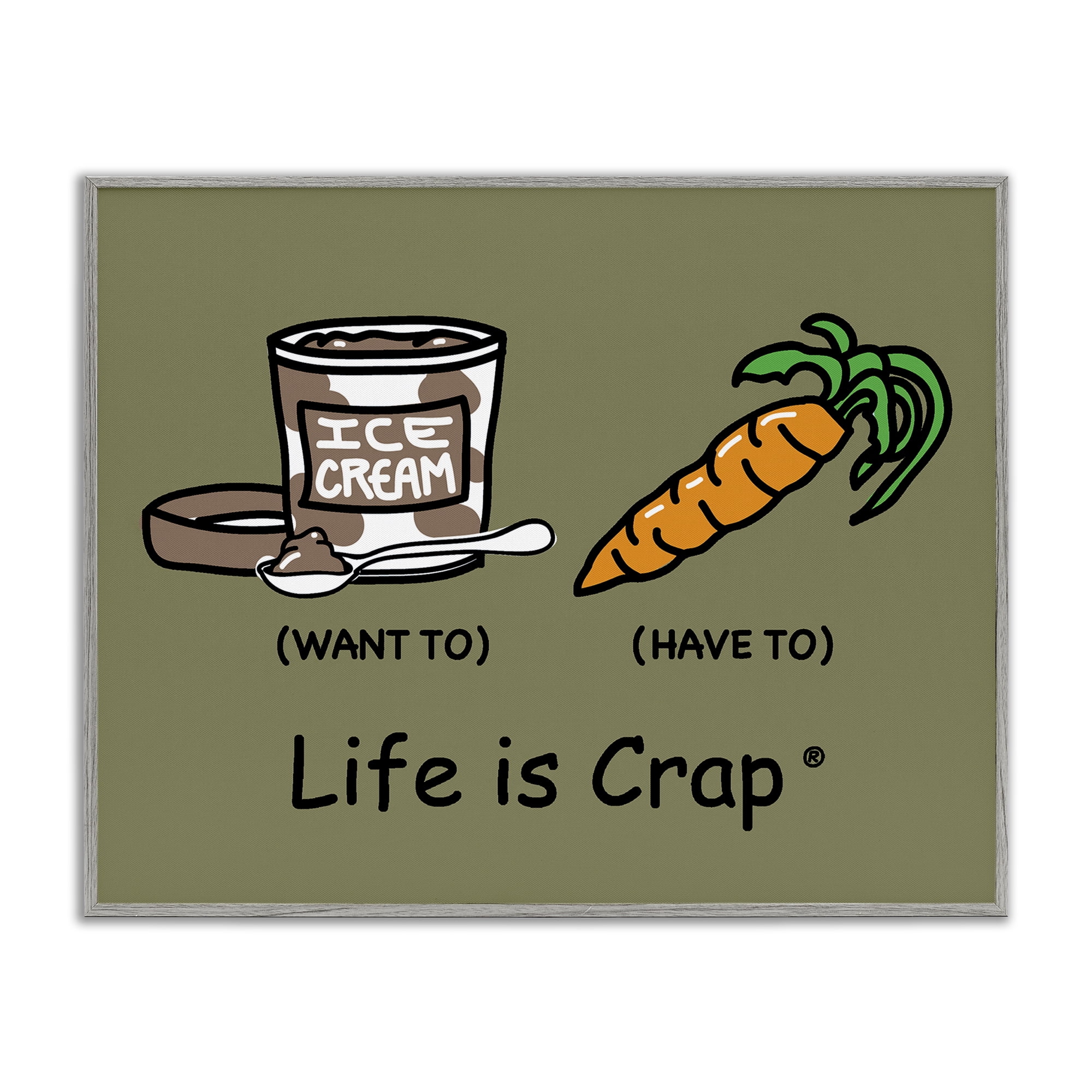 Stupell Industries Funny Diet Comparison Novelty & Humor Painting Gray Framed Art Print Wall Art, 14 x 11