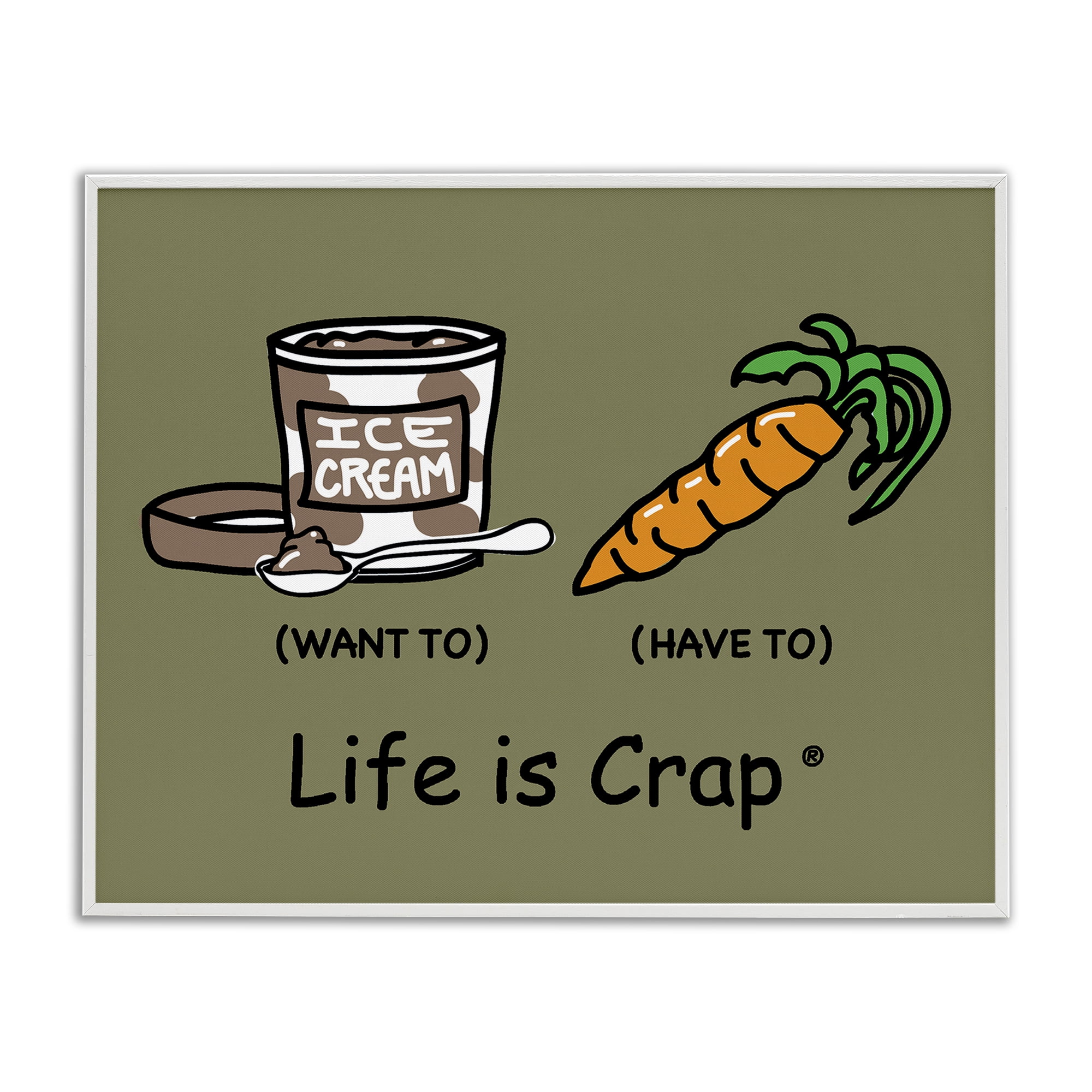 Stupell Industries Funny Diet Comparison Novelty & Humor Painting White Framed Art Print Wall Art, 14 x 11