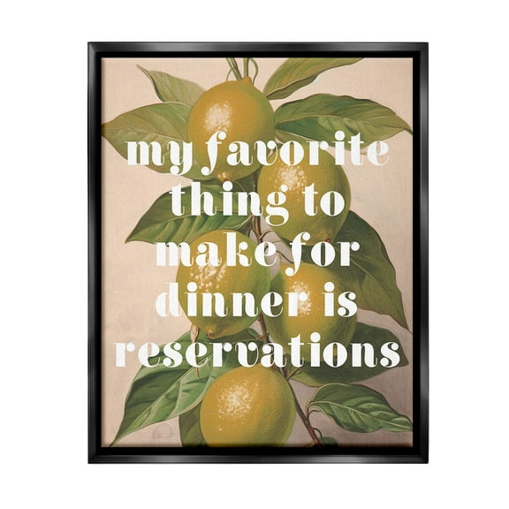 Stupell Industries Funny Dinner Reservations Food & Beverage Painting Black Floater Framed Canvas Art Print Wall Art, 17 x 21