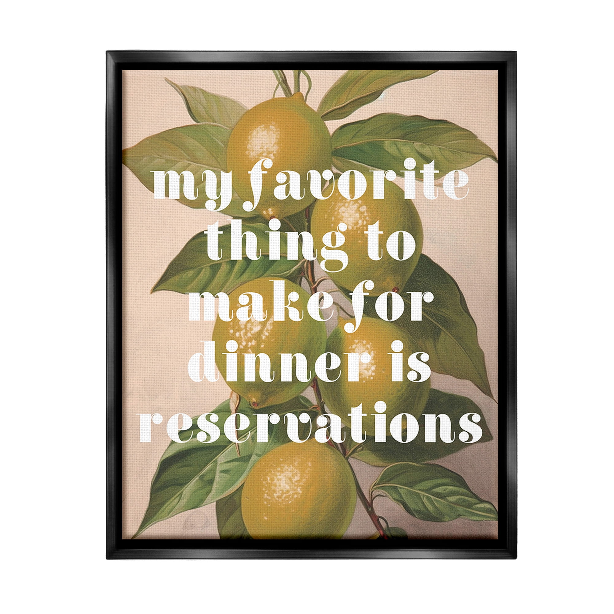 Stupell Industries Funny Dinner Reservations Food & Beverage Painting Black Floater Framed Canvas Art Print Wall Art, 25 x 31