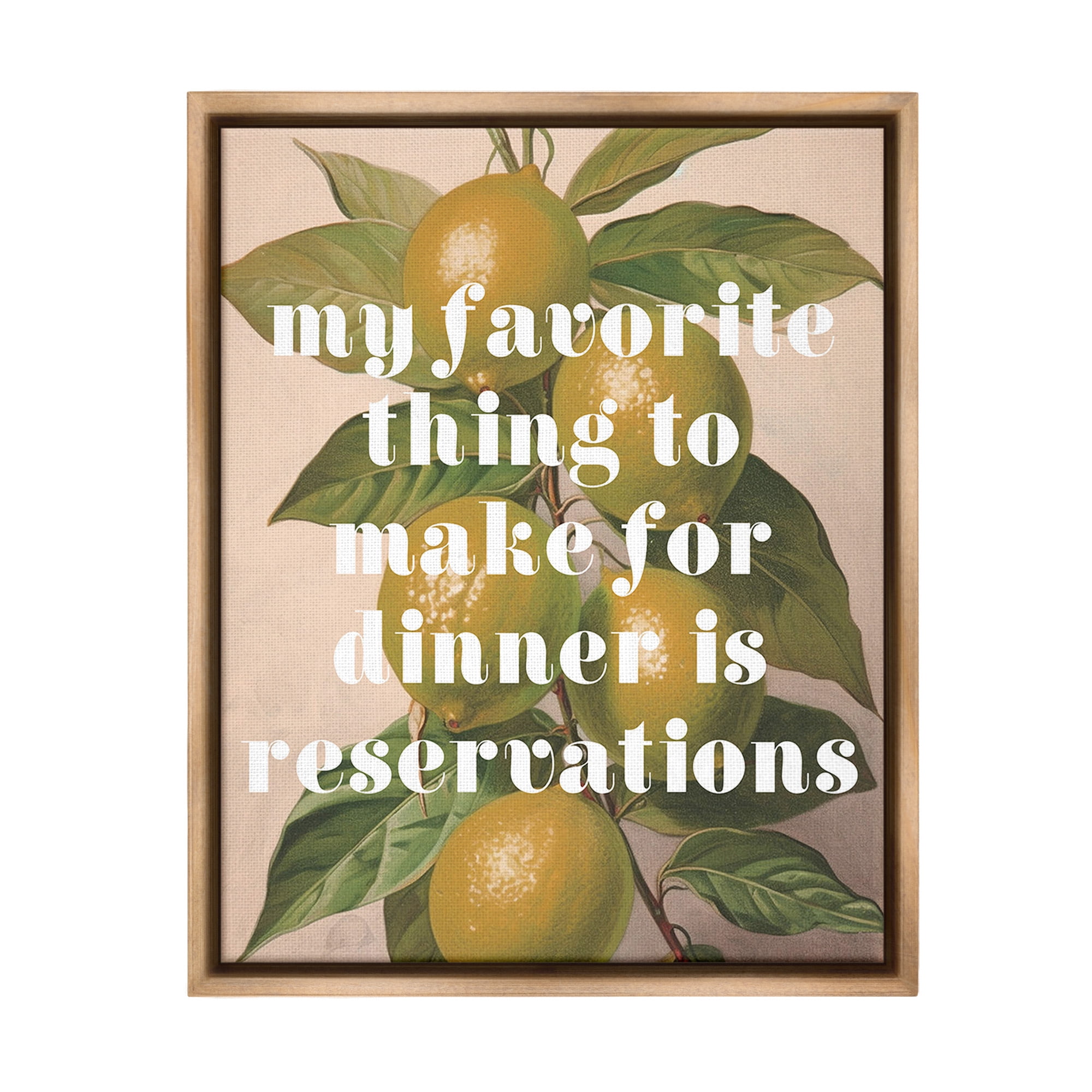 Stupell Industries Funny Dinner Reservations Food & Beverage Painting Brown Floater Framed Canvas Art Print Wall Art, 17 x 21