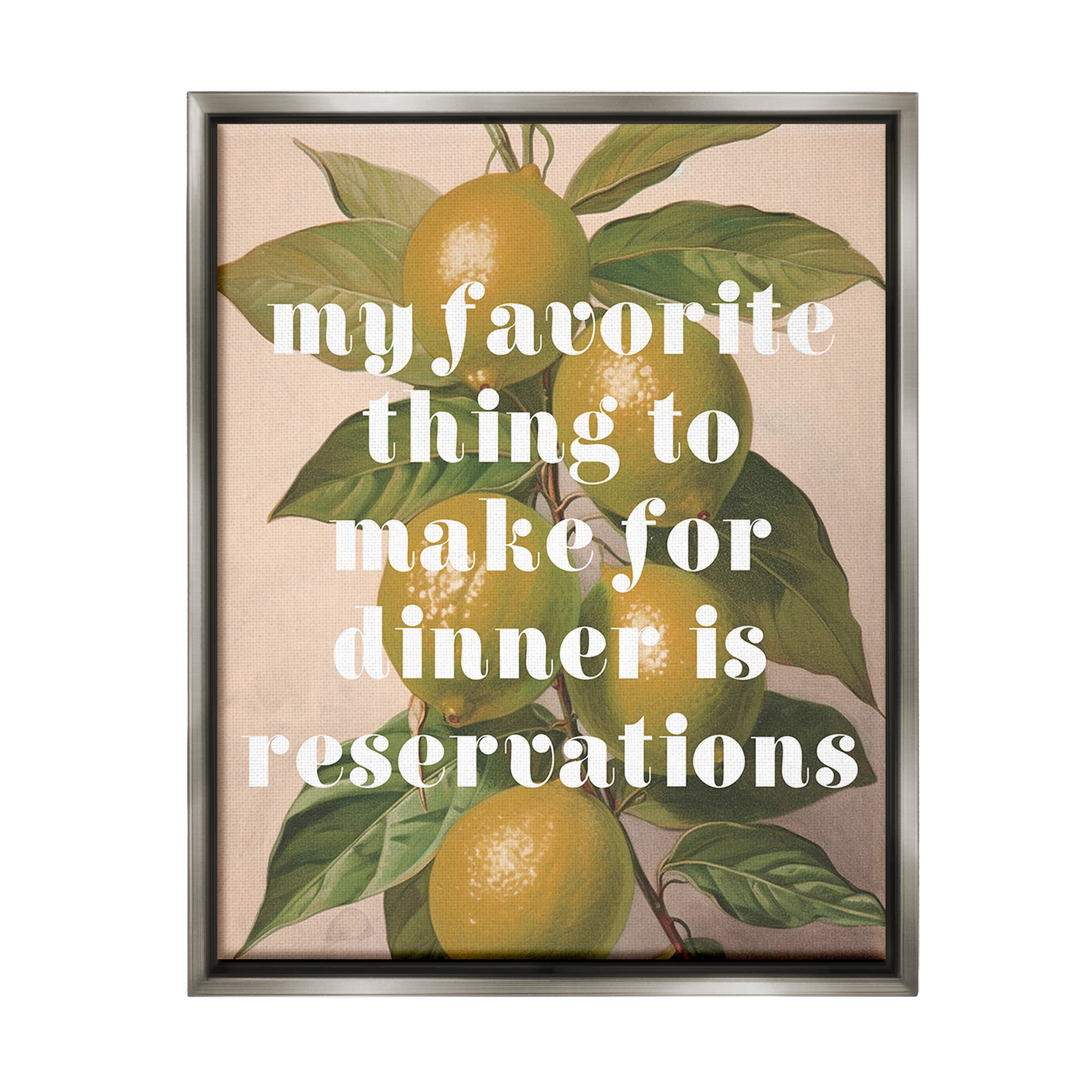 Stupell Industries Funny Dinner Reservations Food & Beverage Painting Gray Floater Framed Canvas Art Print Wall Art, 17 x 21