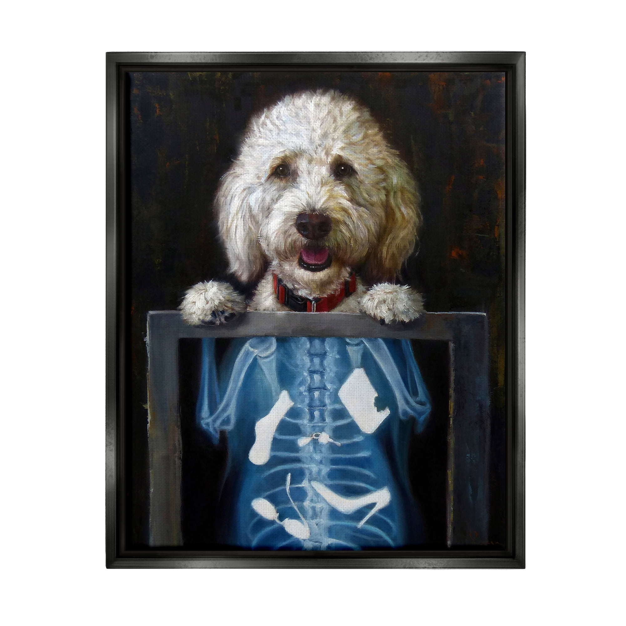 Stupell Industries Funny Dog X-Ray Snacks Animals & Insects Painting Black Floater Framed Art Print Wall Art