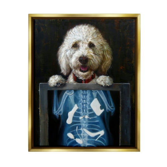 Stupell Industries Funny Dog X-Ray Snacks Animals & Insects Painting Gold Floater Framed Art Print Wall Art