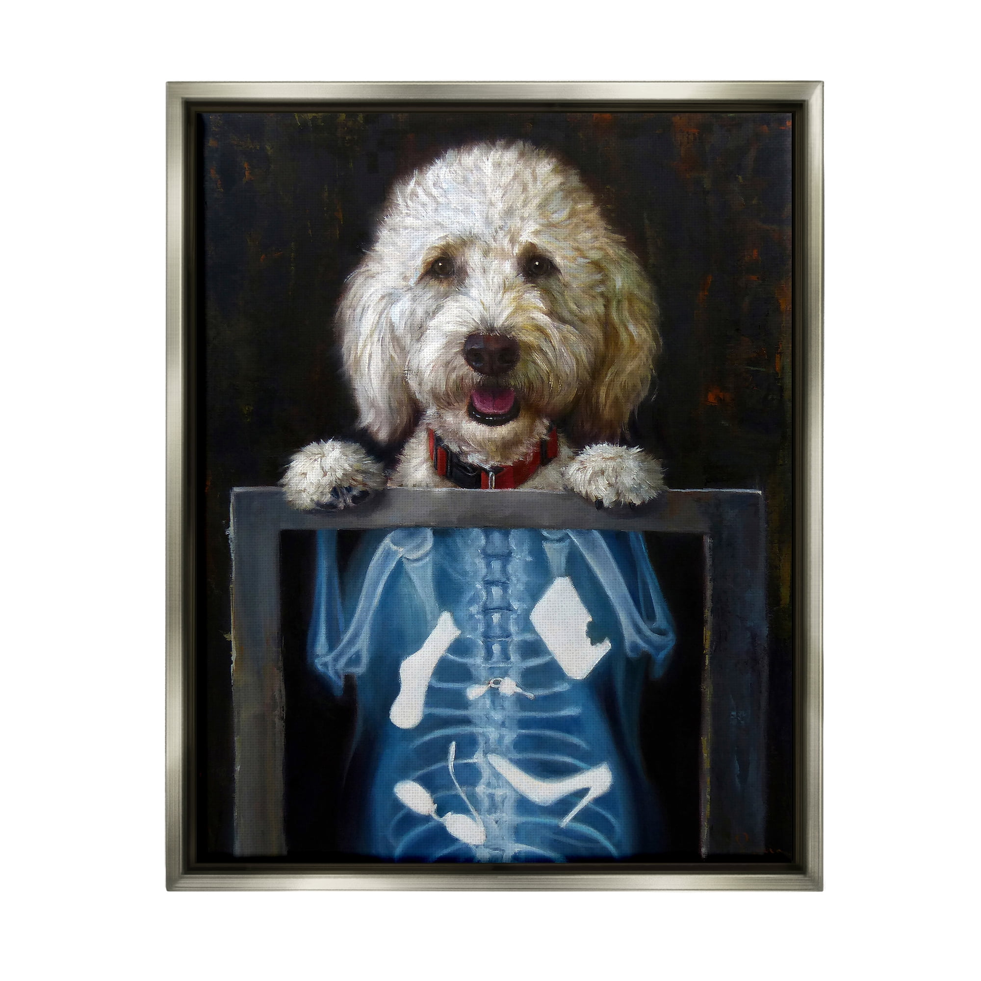 Stupell Industries Funny Dog X-Ray Snacks Animals & Insects Painting Gray Floater Framed Art Print Wall Art