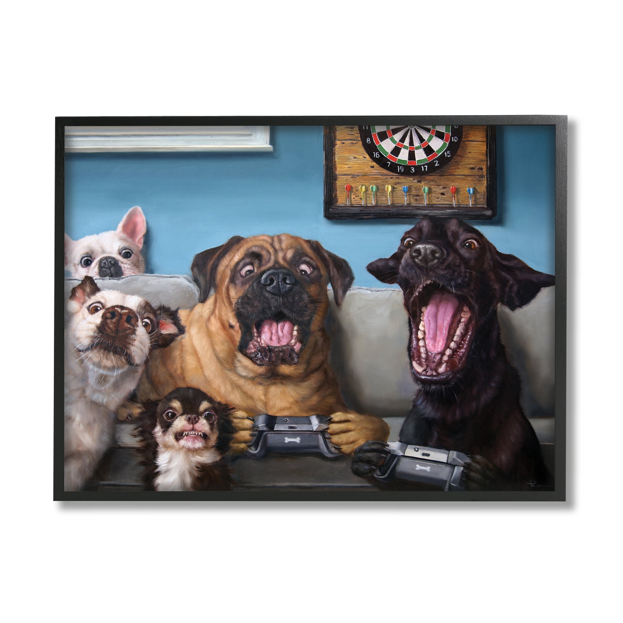 Stupell Industries Funny Dogs Playing Video Games Livingroom Pet Portrait, 16 x 20, Designed by Lucia Heffernan