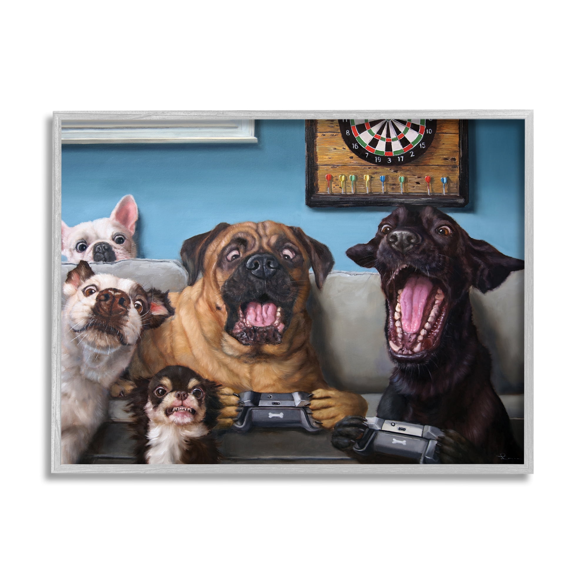 Stupell Industries Funny Dogs Playing Video Games Livingroom Pet Portrait, 16 x 20, Designed by Lucia Heffernan
