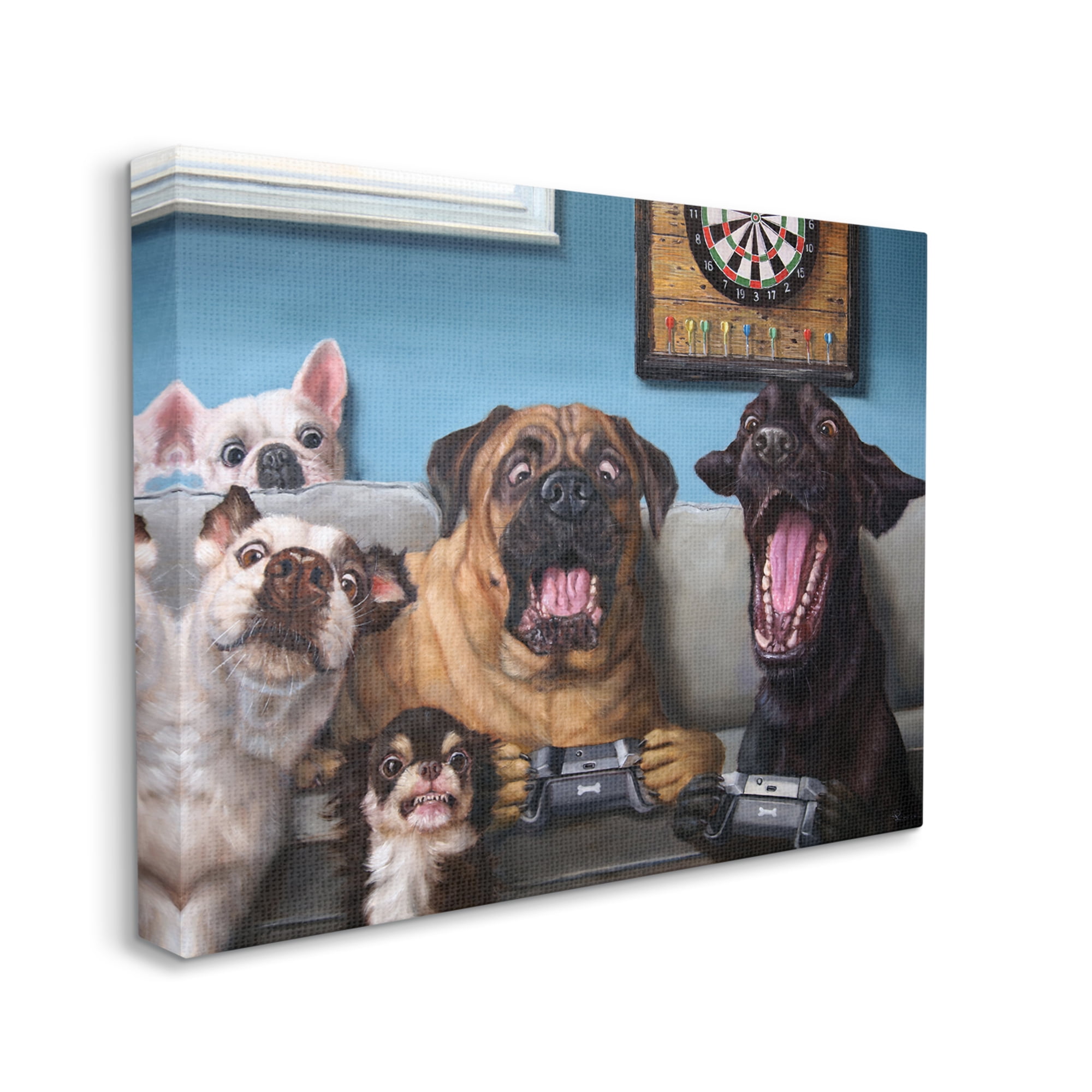 Stupell Industries Funny Dogs Playing Video Games Livingroom Pet Portrait, 30 x 40, Designed by Lucia Heffernan