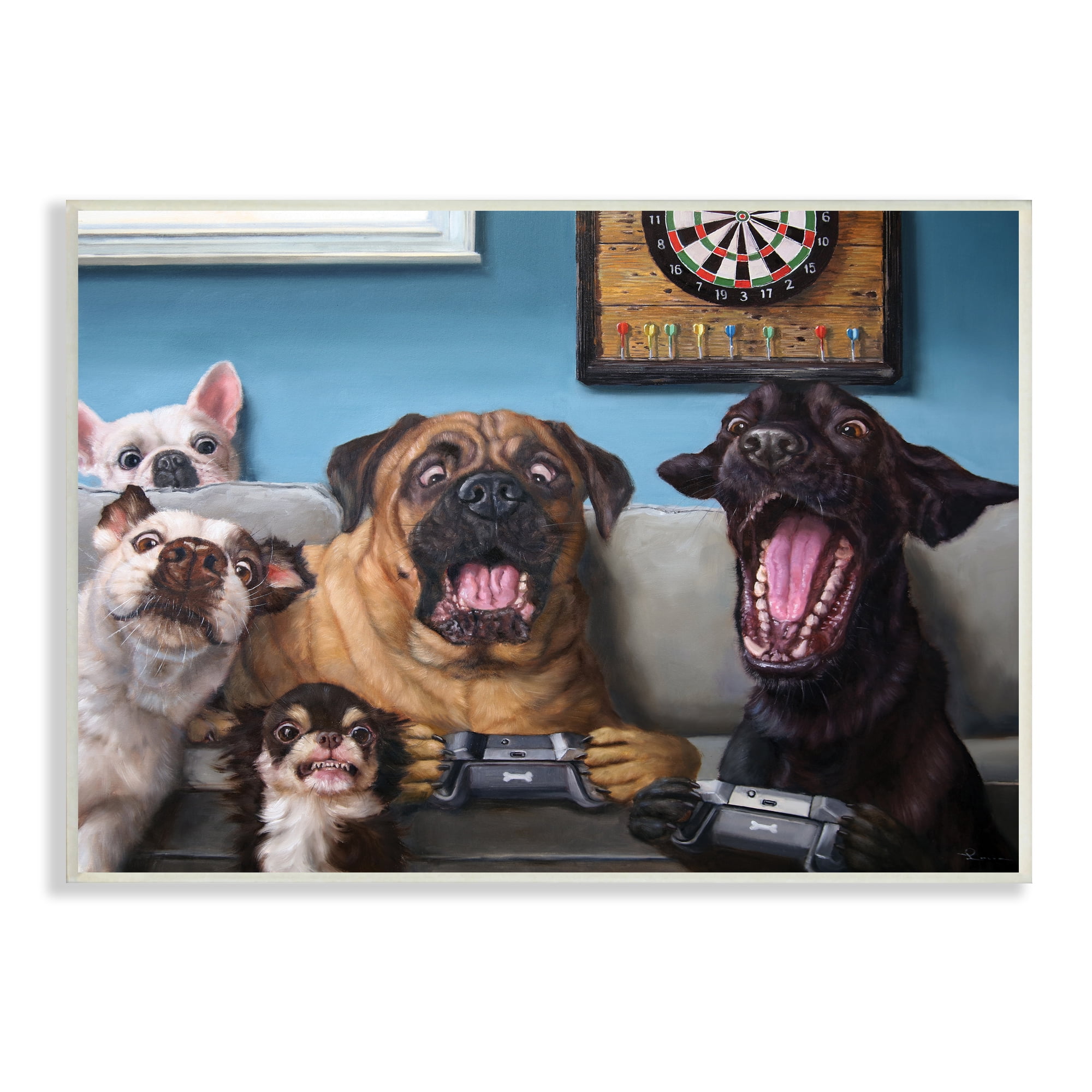 Stupell Industries Funny Dogs Playing Video Games Livingroom Pet Portrait Modern Painting Unframed Art Print Wall Art, 10 x 15, Design by Lucia Heffernan