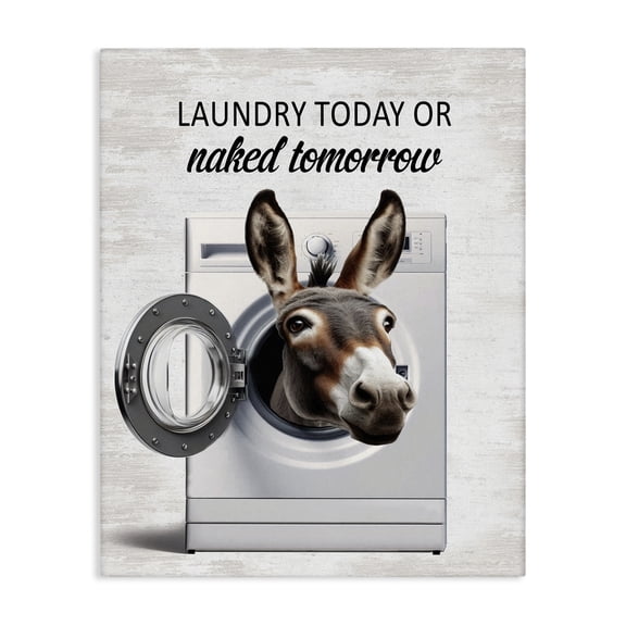 Stupell Industries Funny Donkey Washing Machine Quotes and Sayings Painting Wrapped Canvas Canvas Art Print Wall Art, 30 x 40