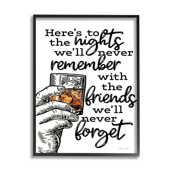 Stupell Industries Funny Drinking with Friends Food & Beverage Painting Black Framed Art Print Wall Art, 11 x 14
