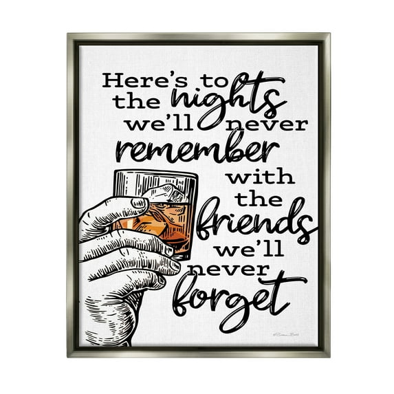 Stupell Industries Funny Drinking with Friends Food & Beverage Painting Gray Floater Framed Canvas Art Print Wall Art, 25 x 31