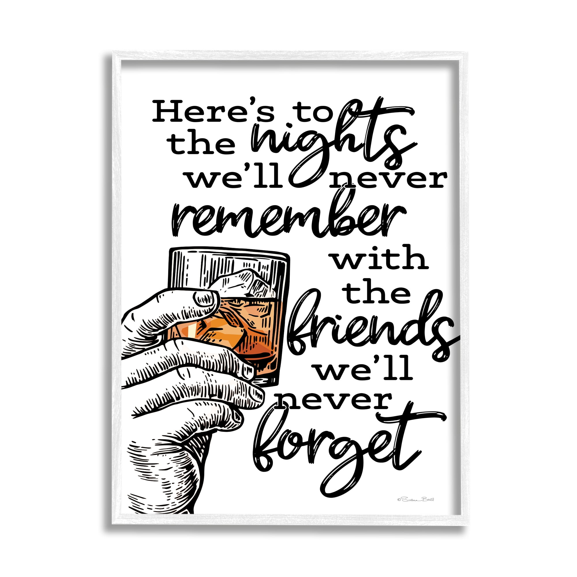 Stupell Industries Funny Drinking with Friends Food & Beverage Painting White Framed Art Print Wall Art, 24 x 30