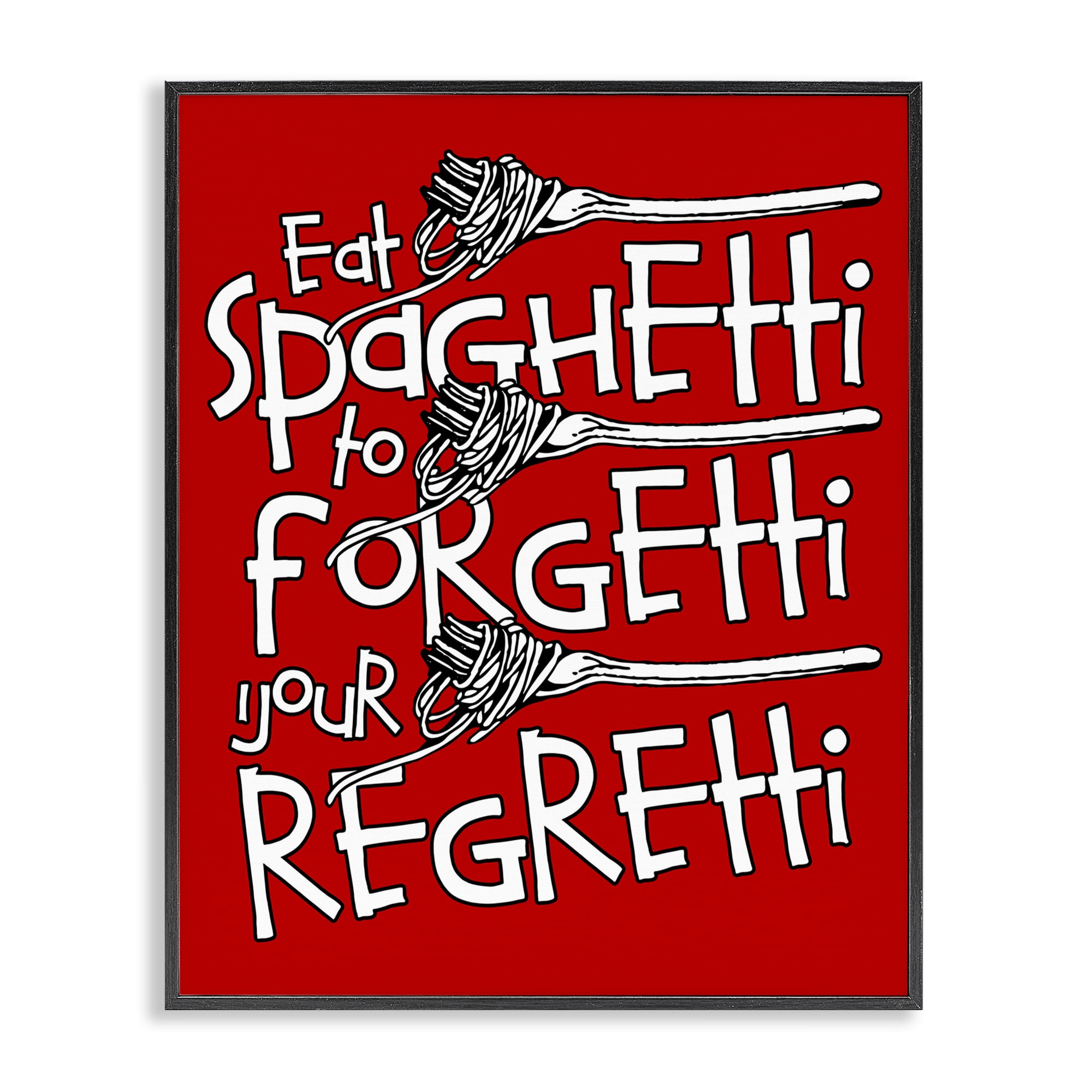 Stupell Industries Funny Eat Spaghetti Phrase Food & Beverage Painting Black Framed Art Print Wall Art, 11 x 14