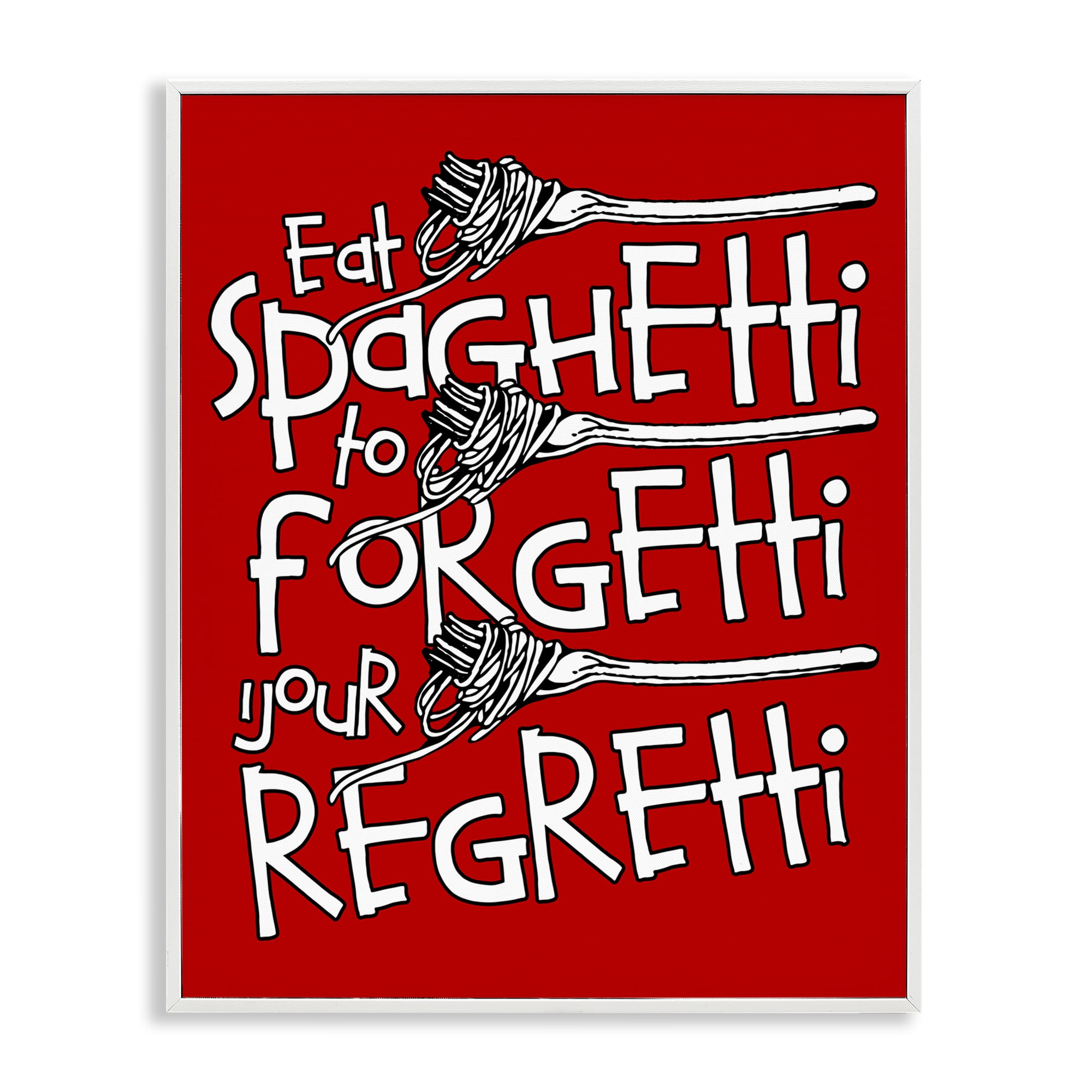 Stupell Industries Funny Eat Spaghetti Phrase Food & Beverage Painting White Framed Art Print Wall Art, 11 x 14