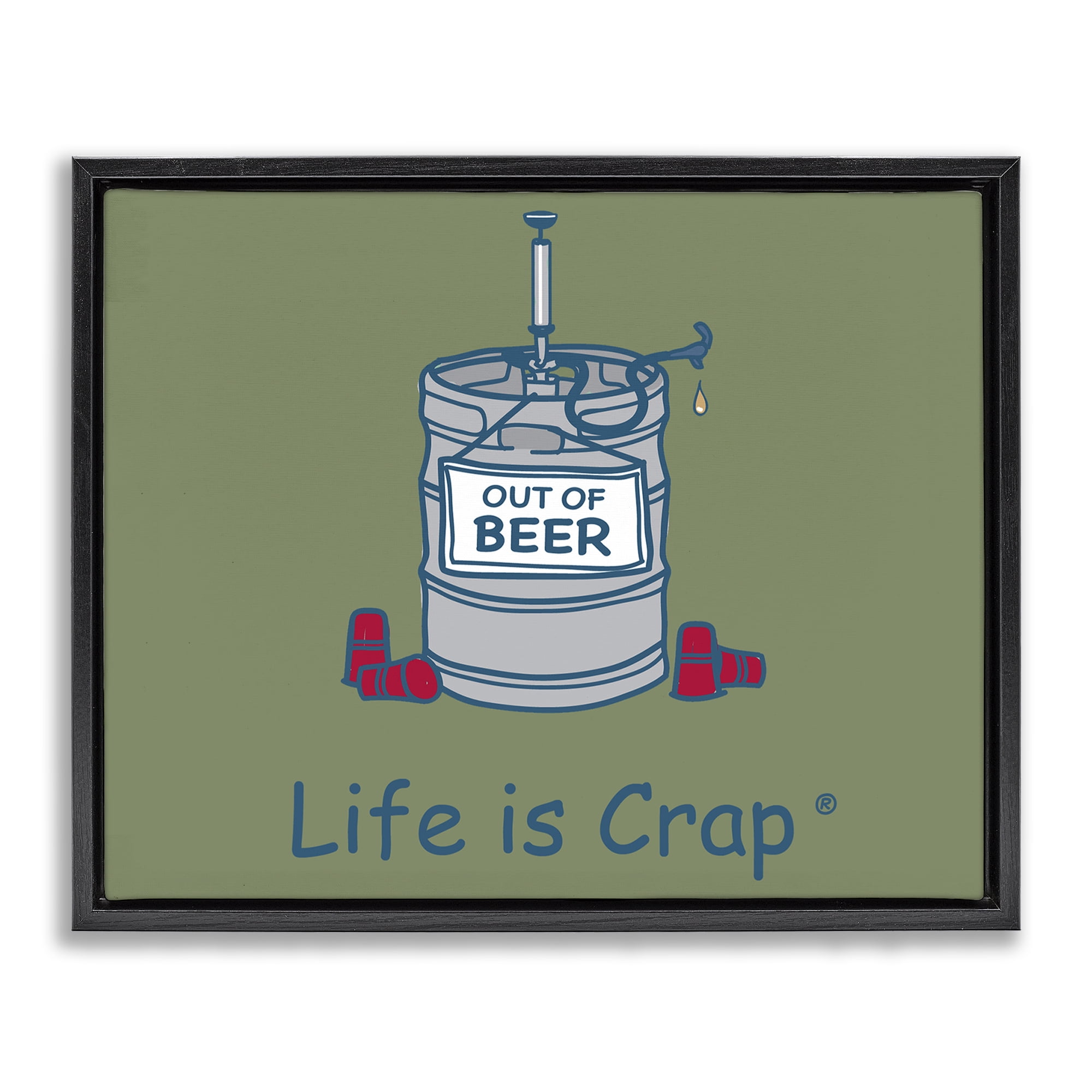 Stupell Industries Funny Empty Beer Keg Novelty & Humor Painting Black Floater Framed Canvas Art Print Wall Art, 31 x 25