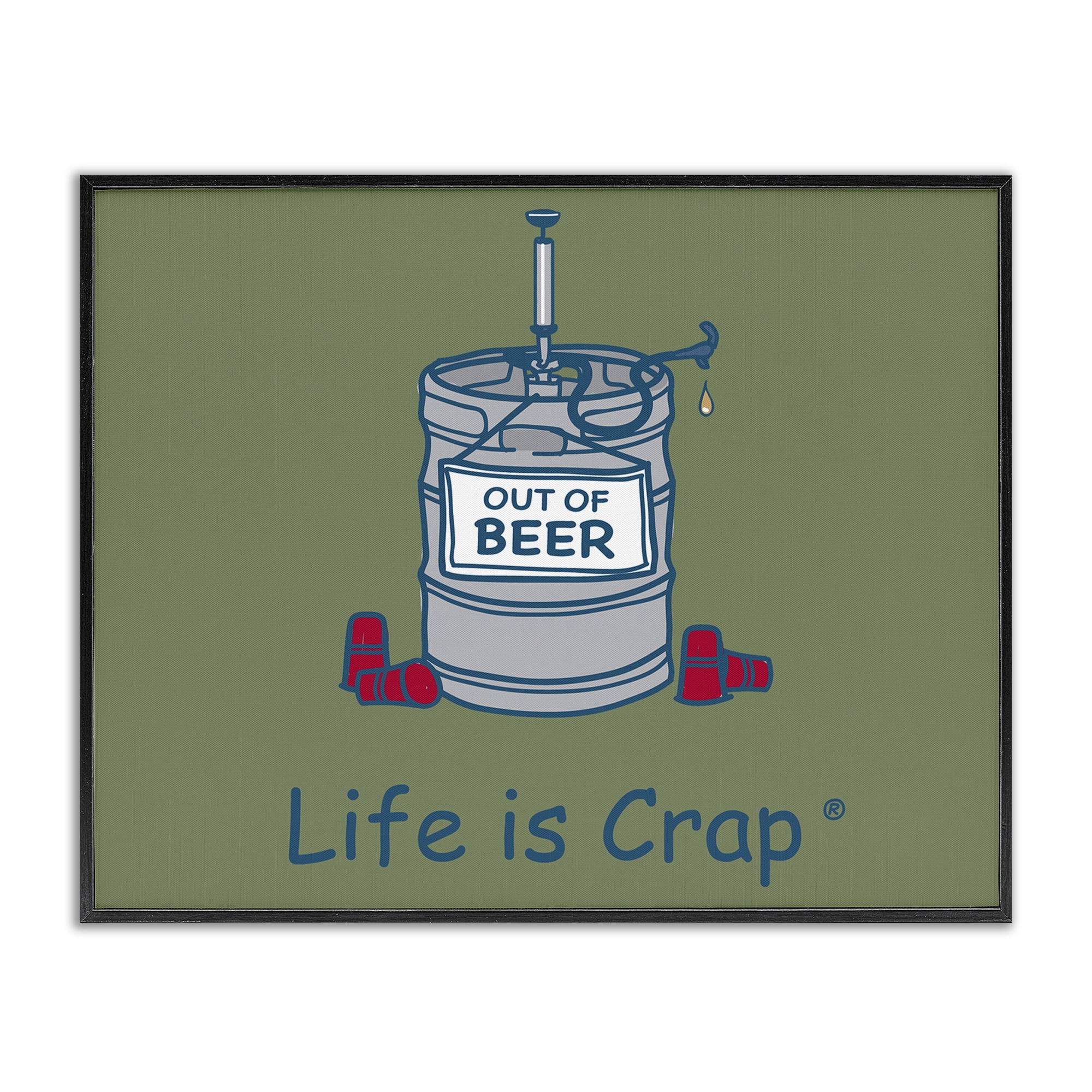 Stupell Industries Funny Empty Beer Keg Novelty & Humor Painting Black Framed Art Print Wall Art, 20 x 16