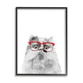 thumbnail image 1 of Stupell Industries Funny Face Cat Wearing Glasses Animals & Insects Painting Black Framed Art Print Wall Art, 1 of 5