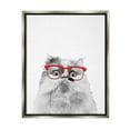 thumbnail image 1 of Stupell Industries Funny Face Cat Wearing Glasses Animals & Insects Painting Gray Floater Framed Art Print Wall Art, 1 of 6