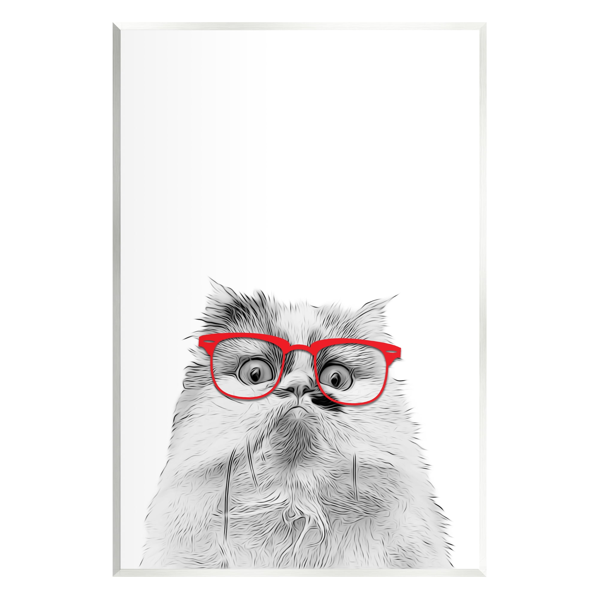 Stupell Industries Funny Face Cat Wearing Glasses Animals & Insects Painting Unframed Art Print Wall Art