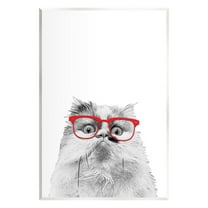 Stupell Industries Funny Face Cat Wearing Glasses Animals & Insects Painting Unframed Art Print Wall Art