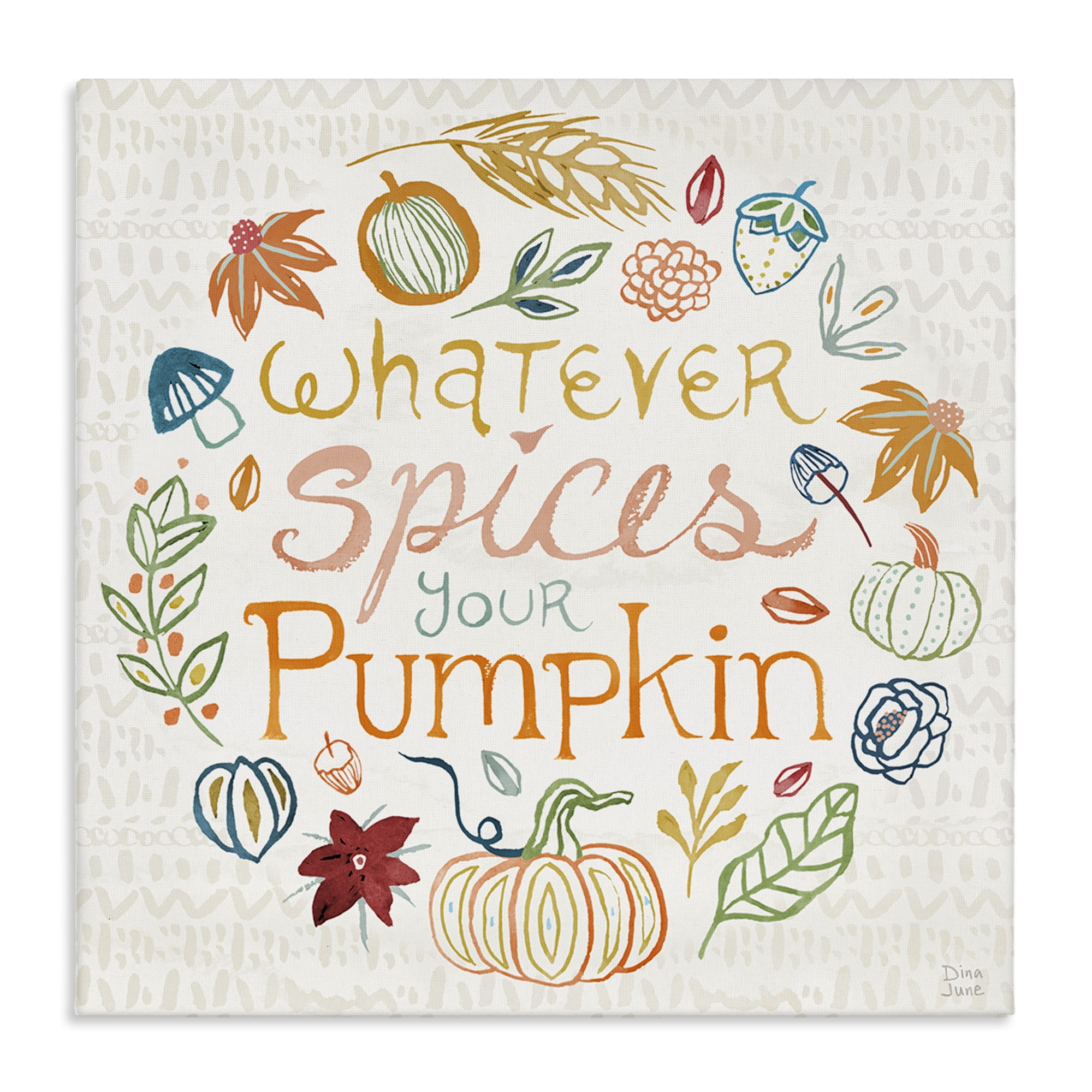 Stupell Industries Funny Fall Spice Pumpkin Holiday Painting Gallery Wrapped Canvas Art Prints Wall Art, 36 x 36