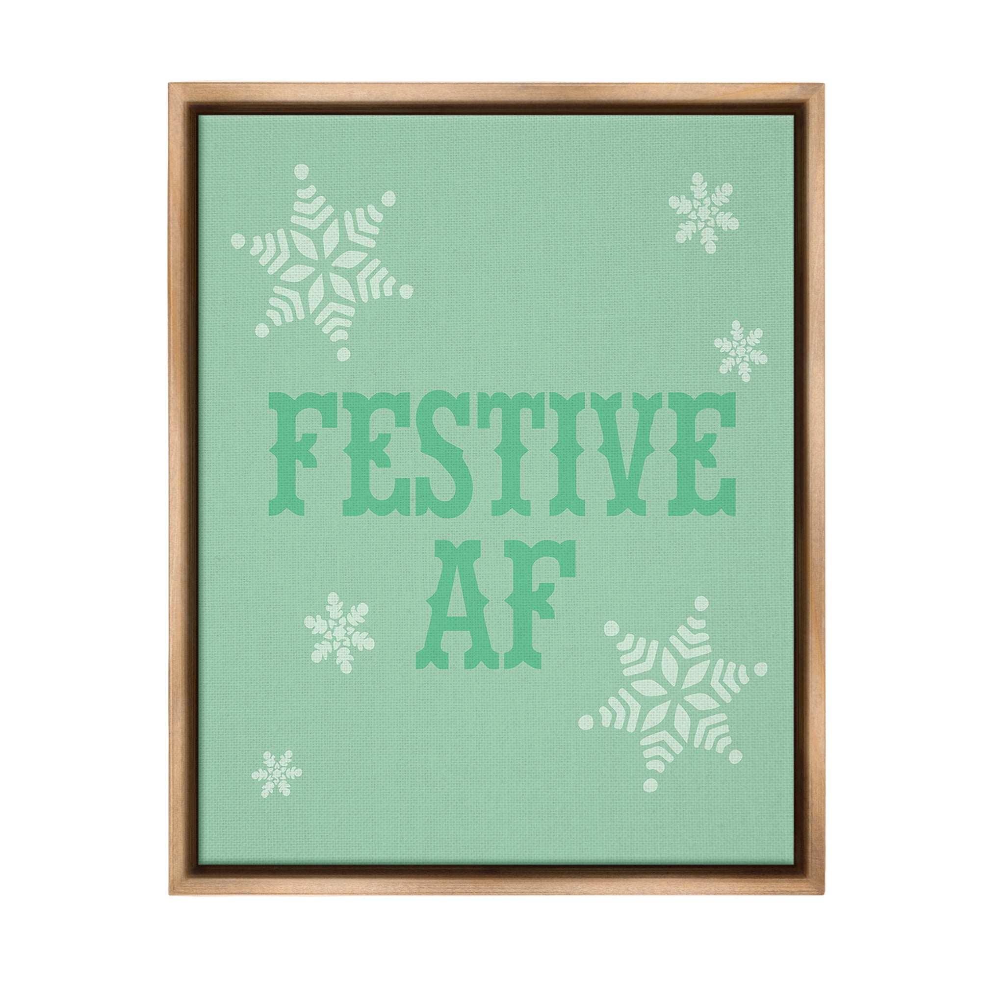 Stupell Industries Funny Festive AF Phrase Holiday Painting Brown Floater Framed Canvas Art Print Wall Art, 25 x 31