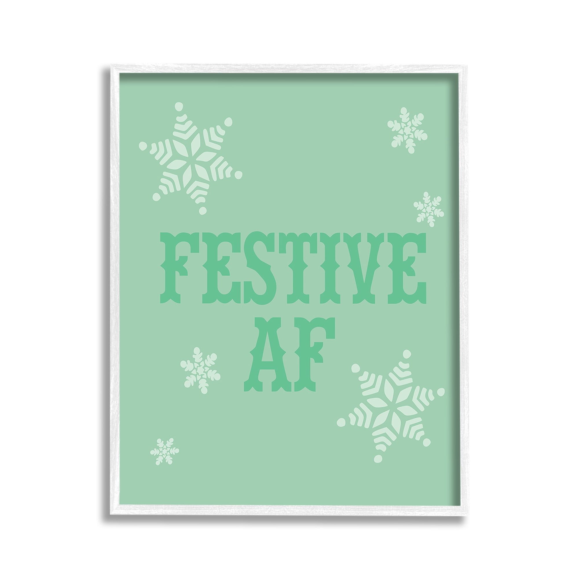 Stupell Industries Funny Festive AF Phrase Holiday Painting White Framed Art Print Wall Art, 11 x 14