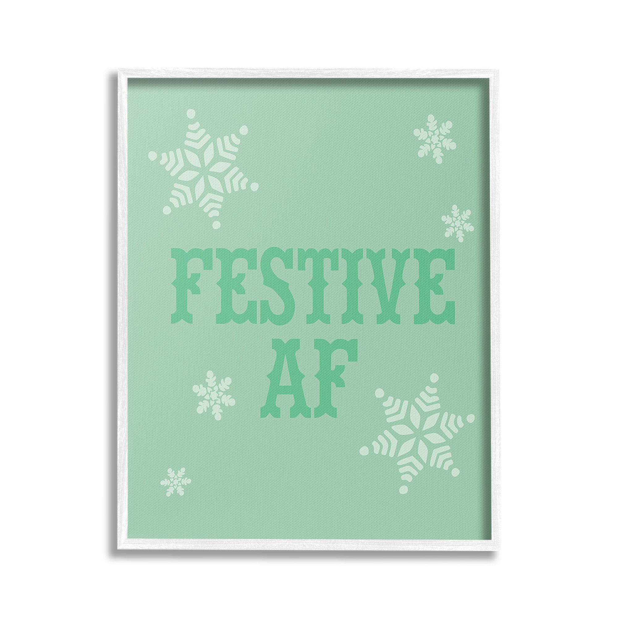 Stupell Industries Funny Festive AF Phrase Holiday Painting White Framed Art Print Wall Art, 16 x 20
